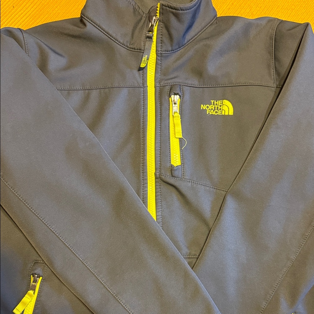 The North Face Charcoal Jacket with Neon Yellow Details